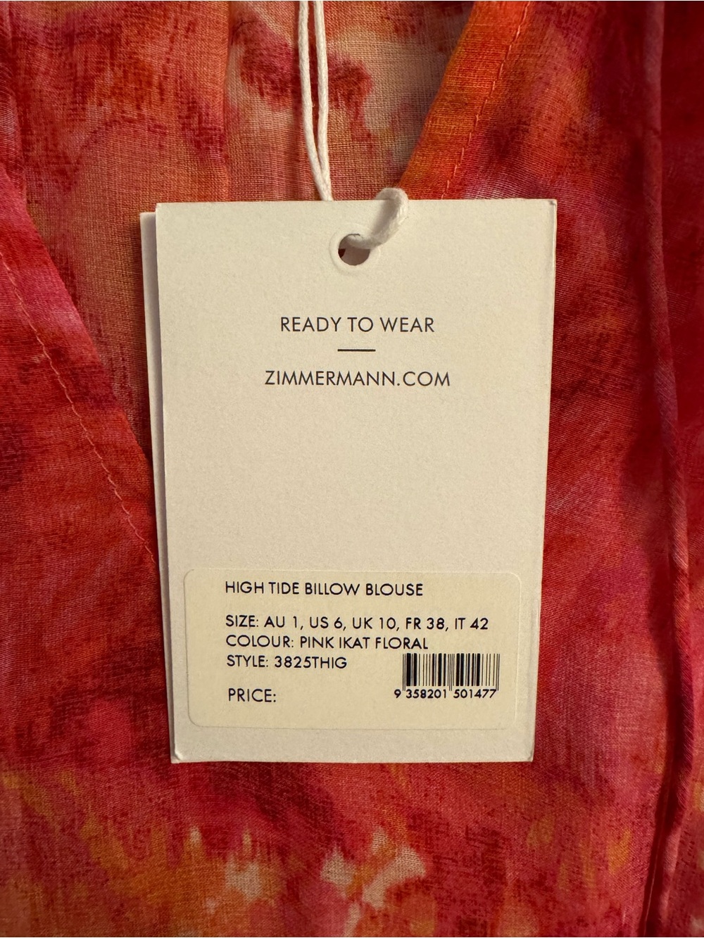 Zimmermann Pink and Coral Floral Tie-Front Sheer Blouse - Picture 3 of 4